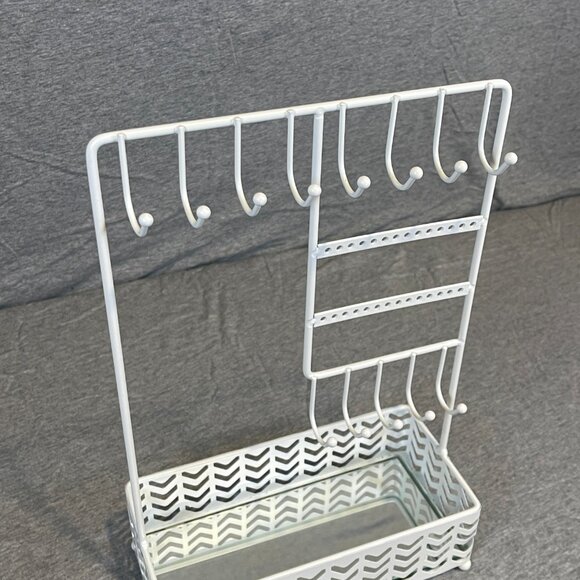 At Home Chevron Wire Jewelry Stand Organizer with Mirror Base - Picture 5 of 9